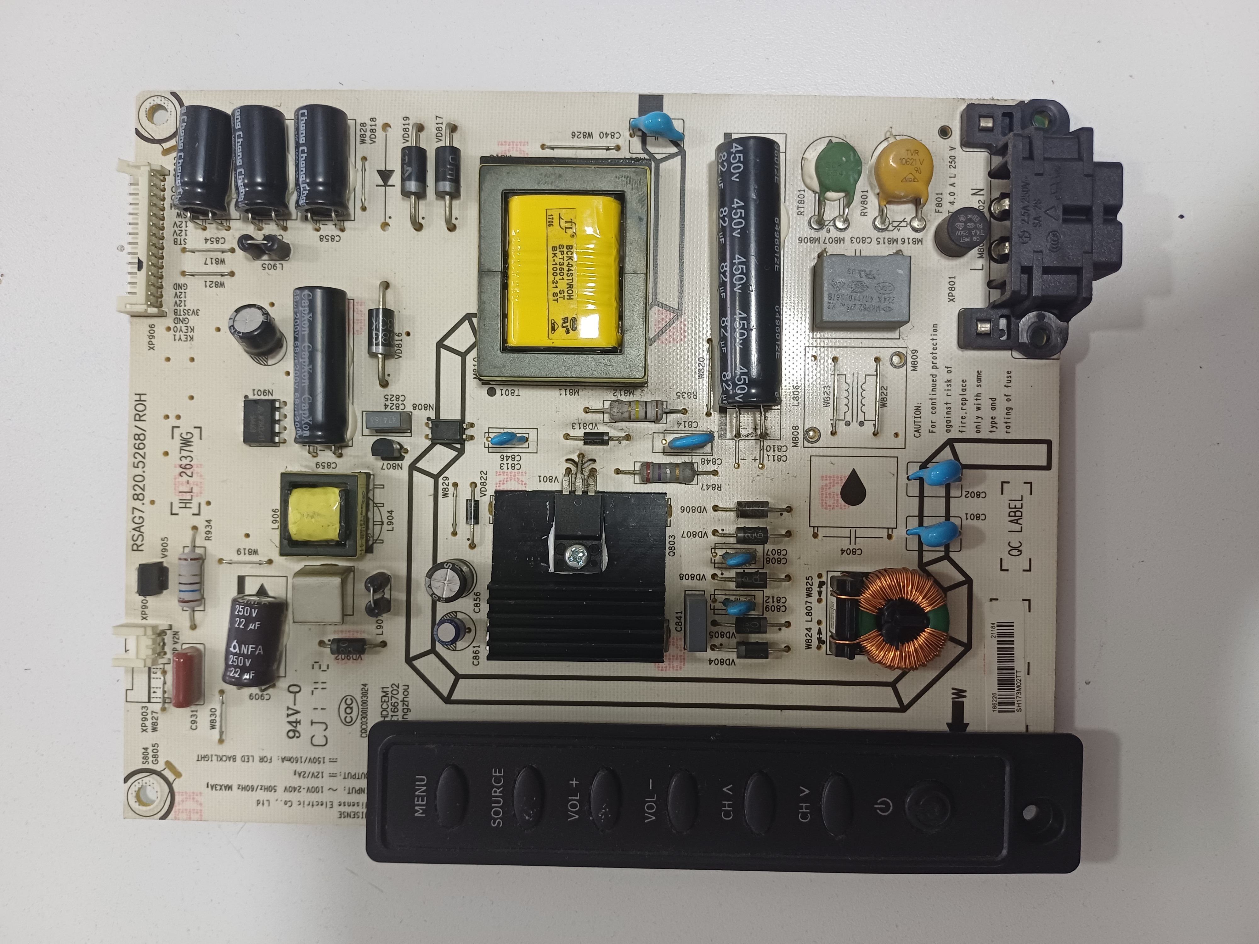 Placa Fuente y Driver LED Hisense Panavox RSAG7.820.5268/ROH